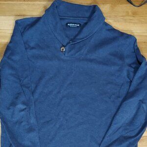 Mizzen Main Sweatshirt Mens Medium Shawl Collar Pullover Blue Performance